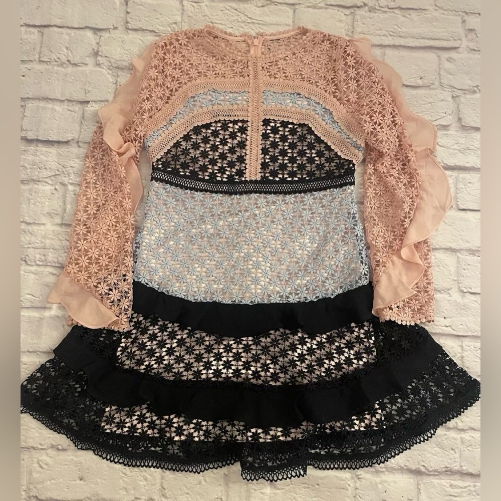 Bardot Junior Lace Dress Girl's Size 14 Pink Black And Blue NWT